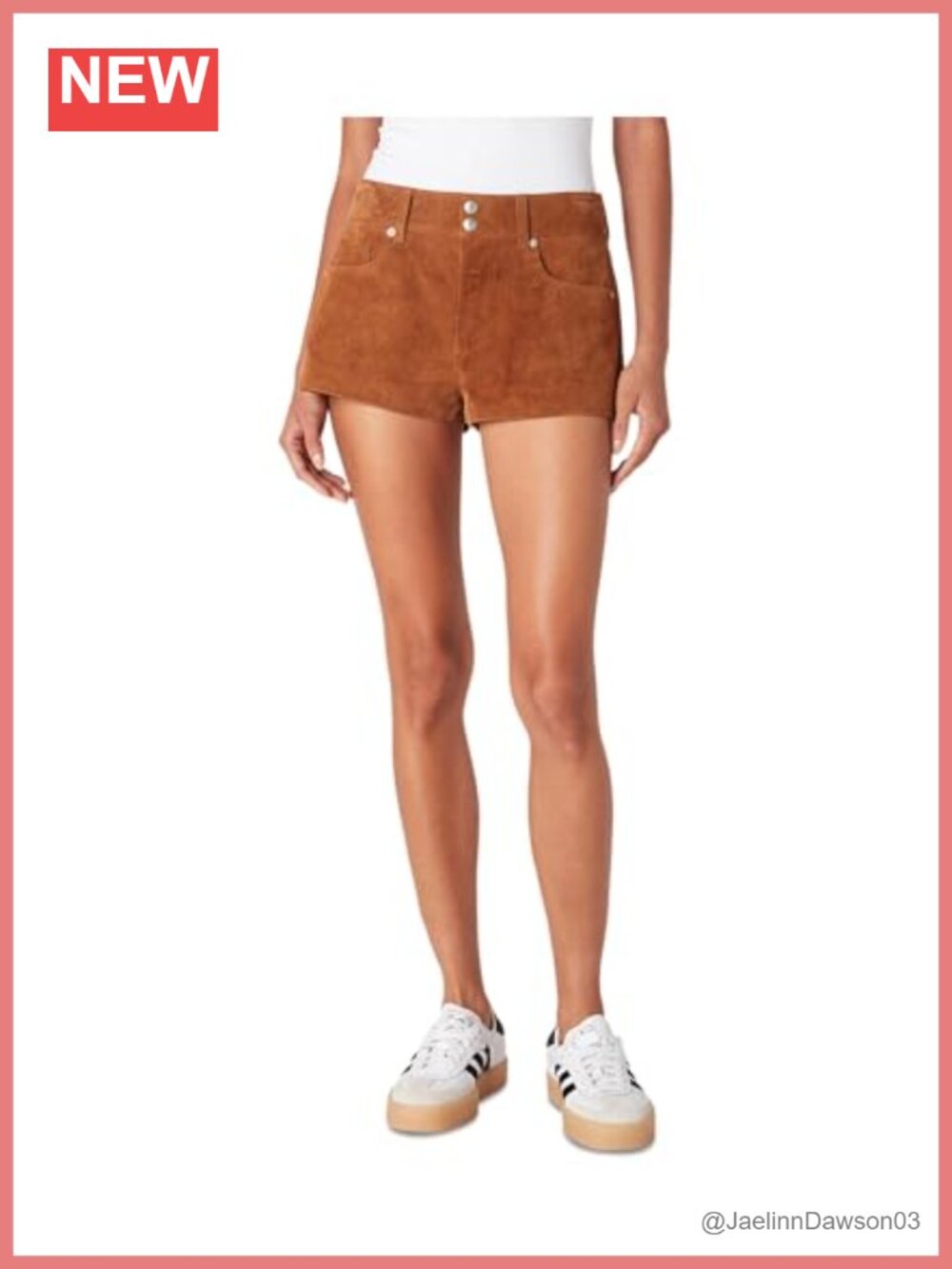 Suede Leather Mid Rise Casual Shorts with Snap Button Zip Fly